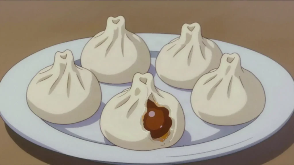 Modak, steamed rice-flour dumpling pleated around a jaggery and coconut filling, India dessert, anime style