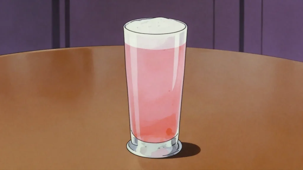 Monaco, lager with lemonade and a dash of grenadine, a café standard, France cocktail, anime style