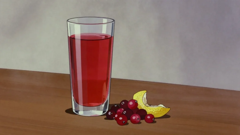 Mors, cranberry or lingonberry berry drink, Russia drink, anime style