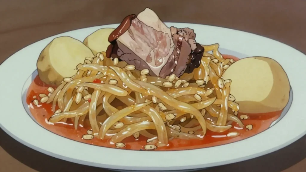 Mulgikapsad, sauerkraut stewed with pork and barley groats until thick, Estonia main, anime style