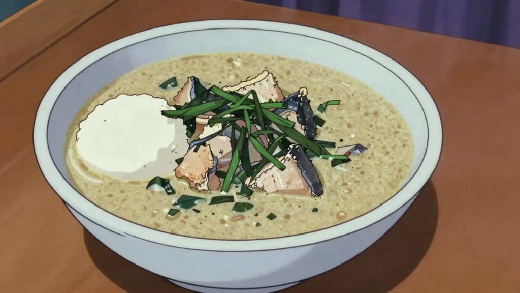 Ofe nsala, peppery catfish soup thickened with pounded yam, cooked without palm oil, Nigeria soup & stew, anime style
