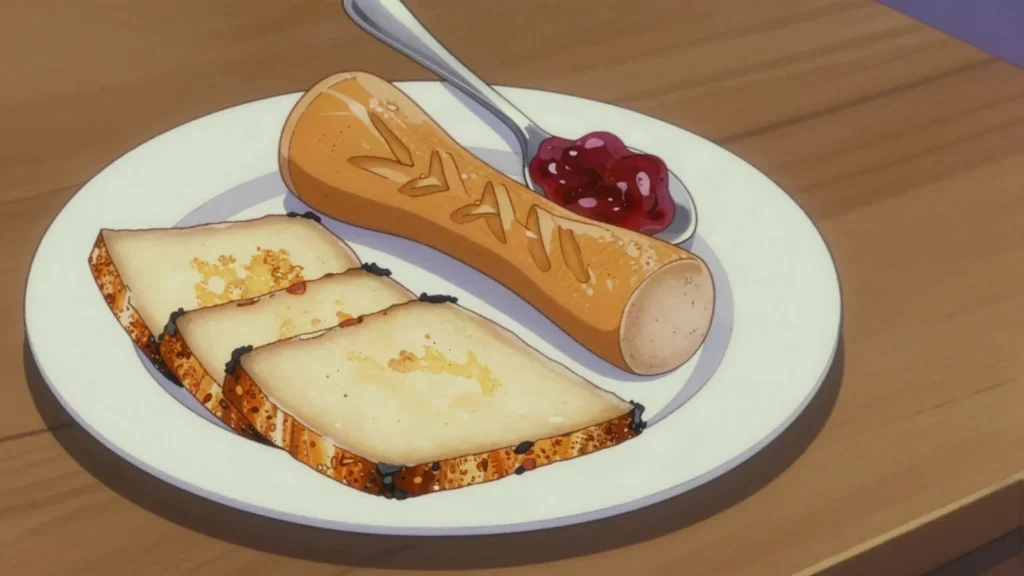 Oscypek, smoked ewe's cheese from the Tatras, grilled with cranberry, Poland cheese & dairy, anime style