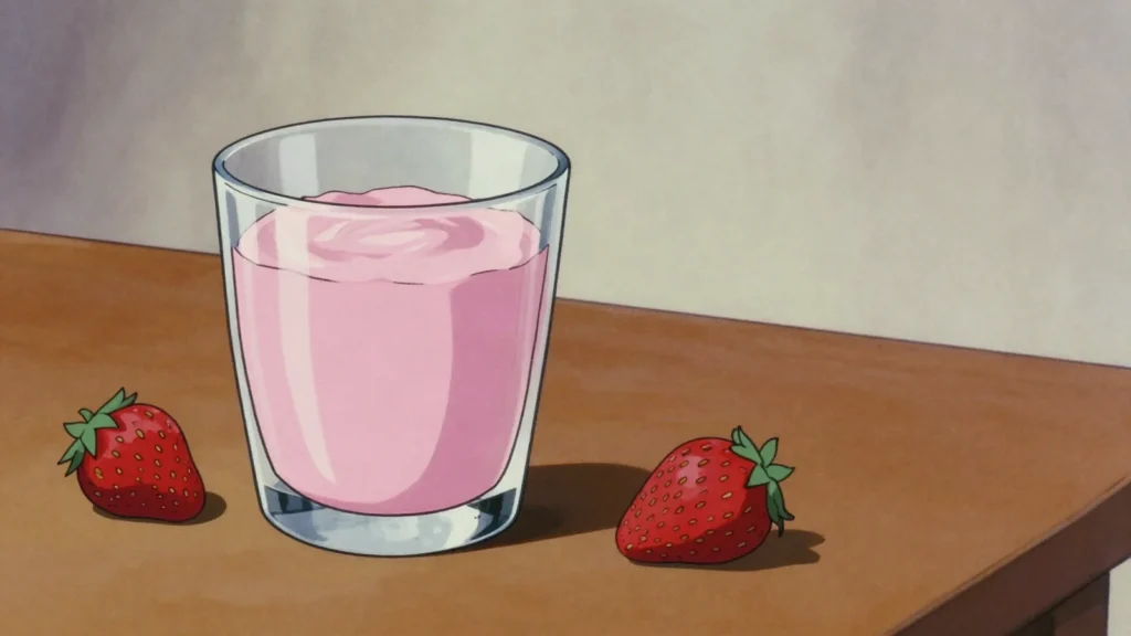 Oshikandela, sweetened cultured drinking yoghurt sold in flavoured sachets, Namibia cheese & dairy, anime style