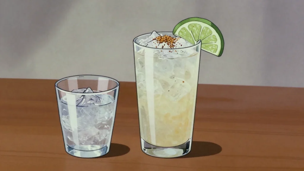Overproof white rum, fiery clear rum at 63 percent, drunk neat, mixed or poured as, Jamaica wine & spirit, anime style