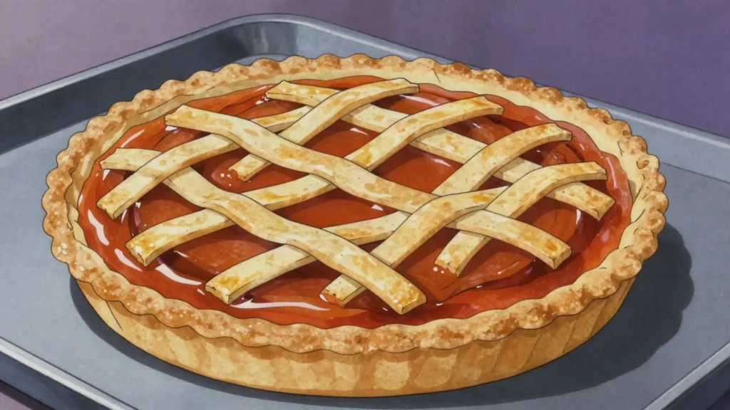 Pastafrola, short pastry tart filled with quince or sweet potato paste, latticed, Argentina bread & pastry, anime style