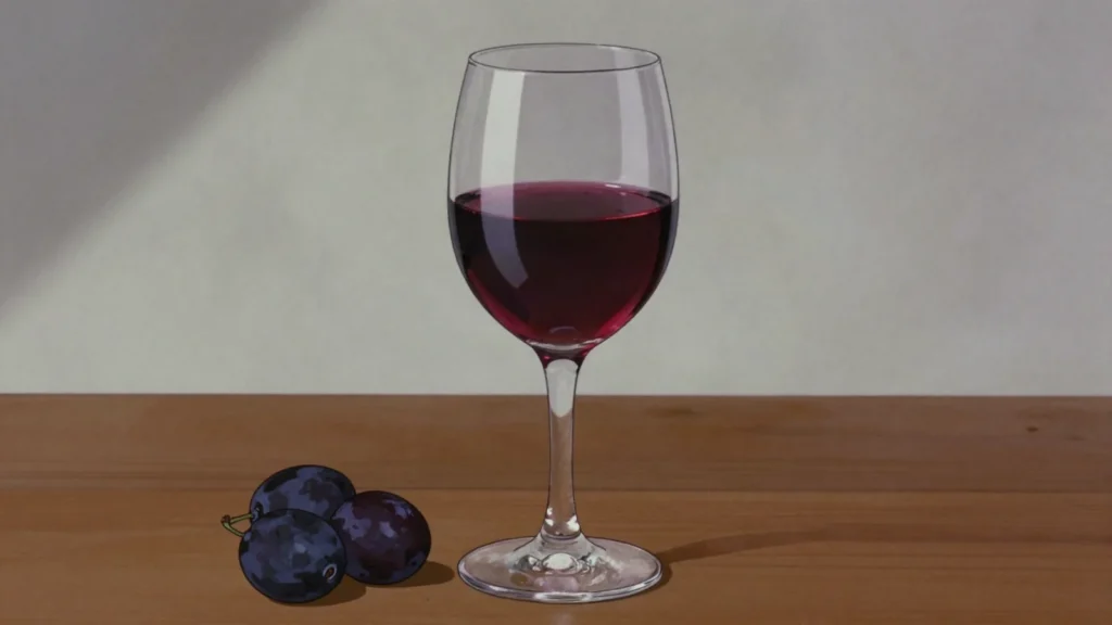 Pinotage, dark smoky red grape unique to South Africa, tasting of plum and coffee, South Africa wine & spirit, anime style