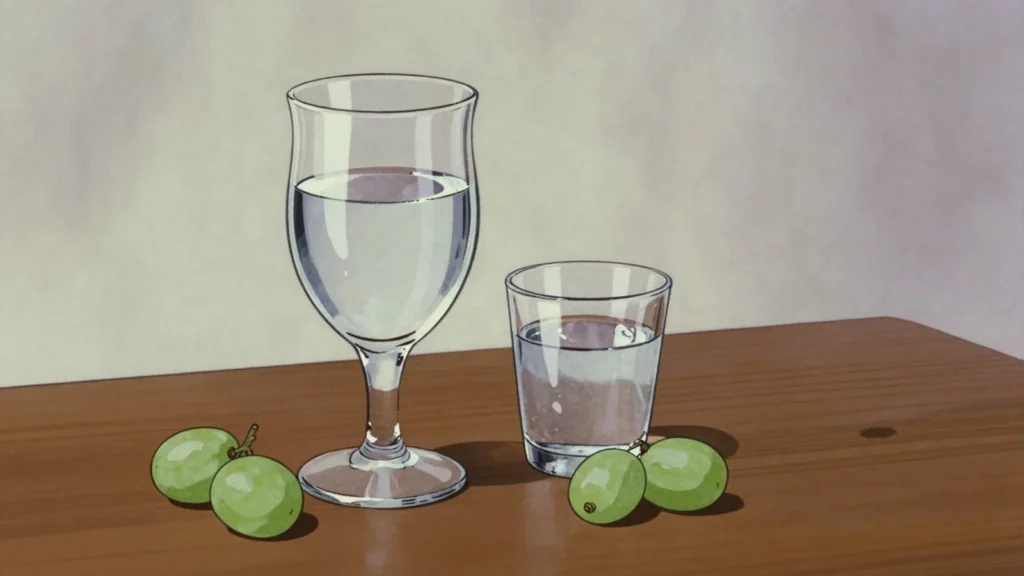 Pisco, clear grape brandy distilled to strength, with no water or wood added, Peru wine & spirit, anime style