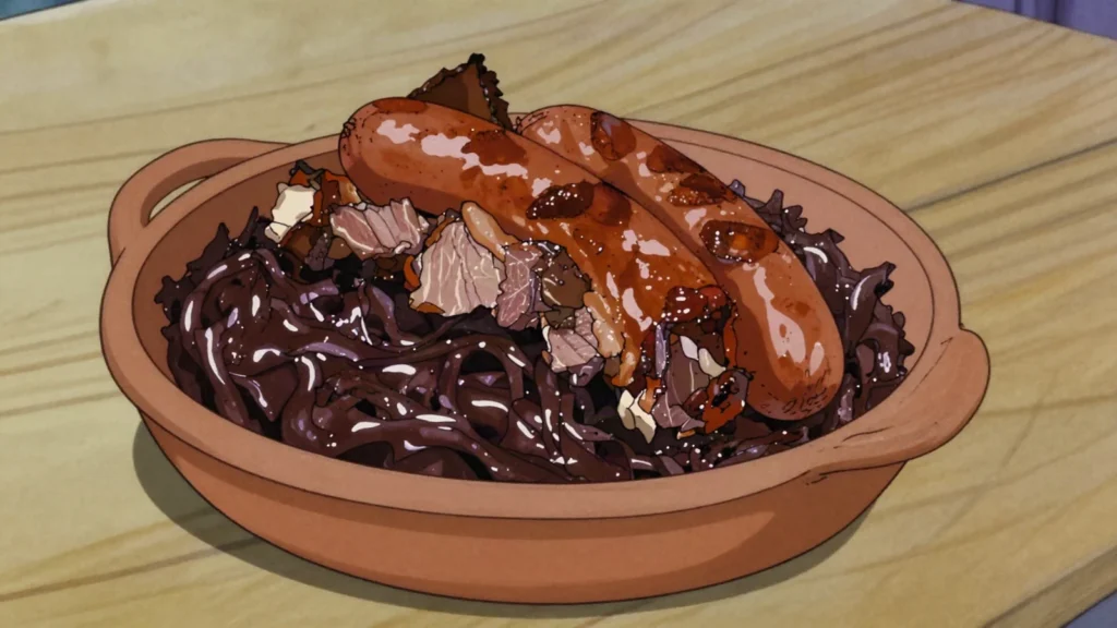 Podvarak, sauerkraut baked with smoked meat and roast pork or turkey, Serbia main, anime style