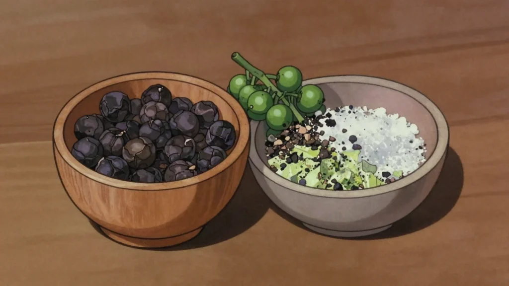 Pohnpei Pepper, aromatic black peppercorns grown under forest shade, mild and, Micronesia sauce & condiment, anime style