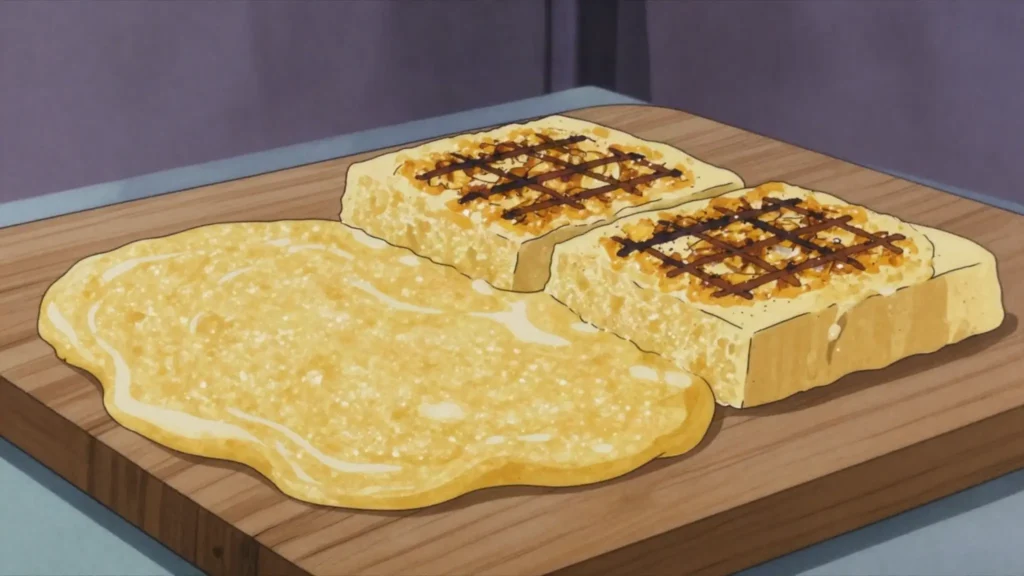 Polenta, creamy or grilled cornmeal, northern Italian staple, Italy salad & side, anime style