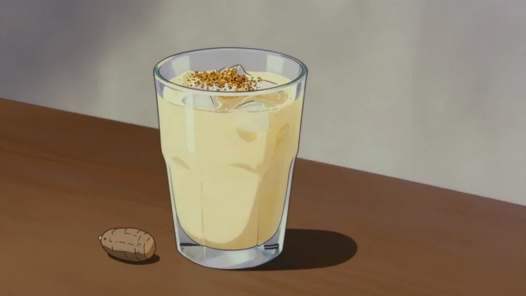 Ponche de crème, rum-spiked eggnog with nutmeg and bitters, Trinidad and Tobago cocktail, anime style