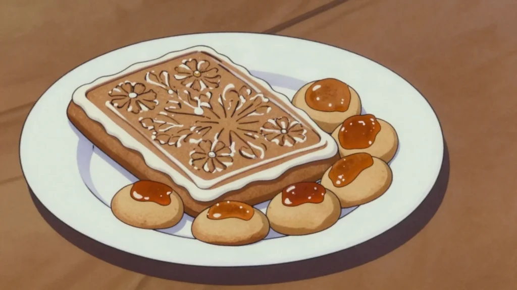 Pryanik, spiced honey gingerbread, Tula's stamped classic, Russia dessert, anime style