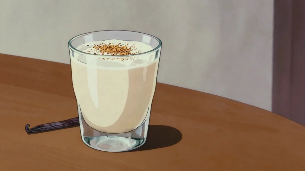 Punch coco, rum blended with coconut milk, condensed milk and vanilla, Madagascar cocktail, anime style