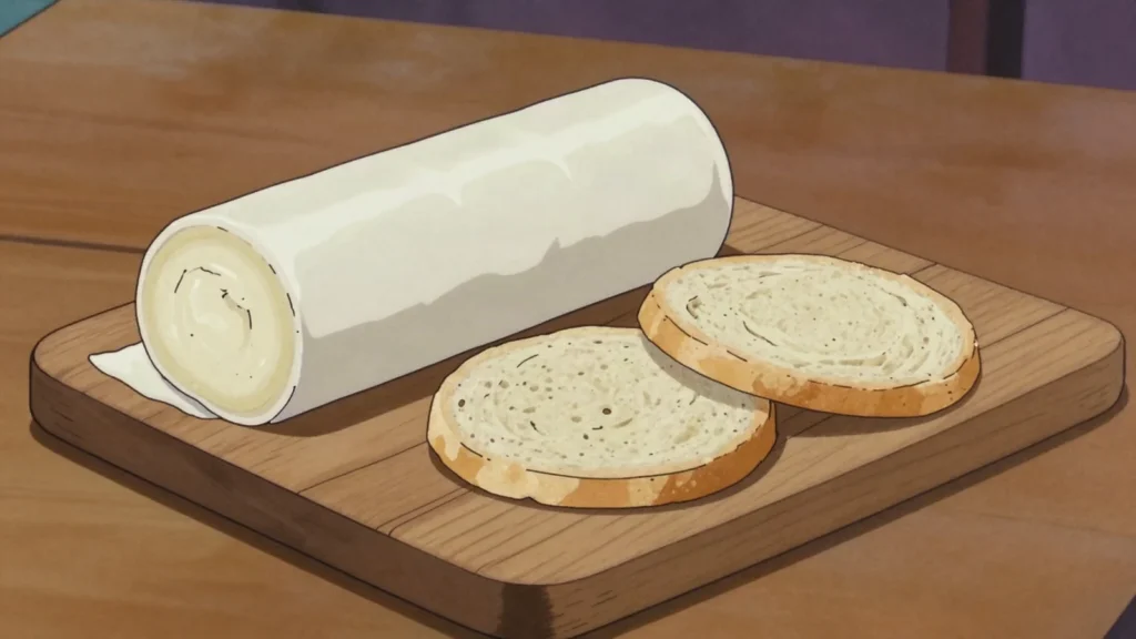 Queso de hoja, fresh white cheese that peels apart in soft leaves, eaten, Dominican Republic cheese & dairy, anime style