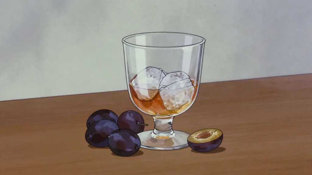 Quetsch, clear plum eau-de-vie distilled from damson-type quetsch plums, Luxembourg wine & spirit, anime style