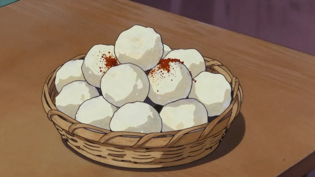 Qurt, hard salty balls of dried curd, sucked slowly like a sweet, Uzbekistan cheese & dairy, anime style