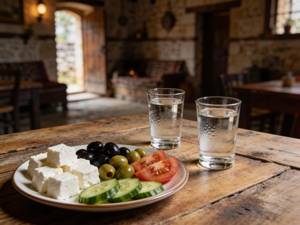 Raki, grape or plum spirit, offered as welcome, Albania wine & spirit