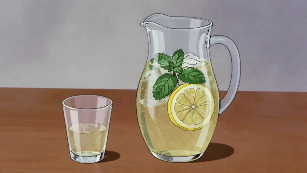 Rebujito, manzanilla or fino sherry lengthened with lemon soda, poured by the jug, Spain cocktail, anime style