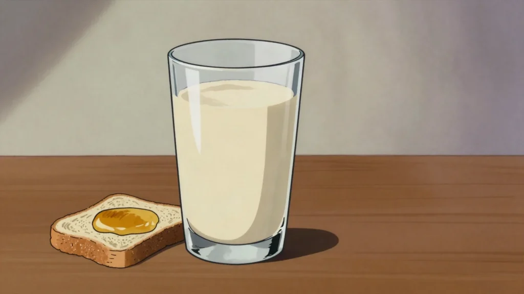 Riazhanka, fermented baked milk, caramel-coloured and mildly sweet, Ukraine cheese & dairy, anime style