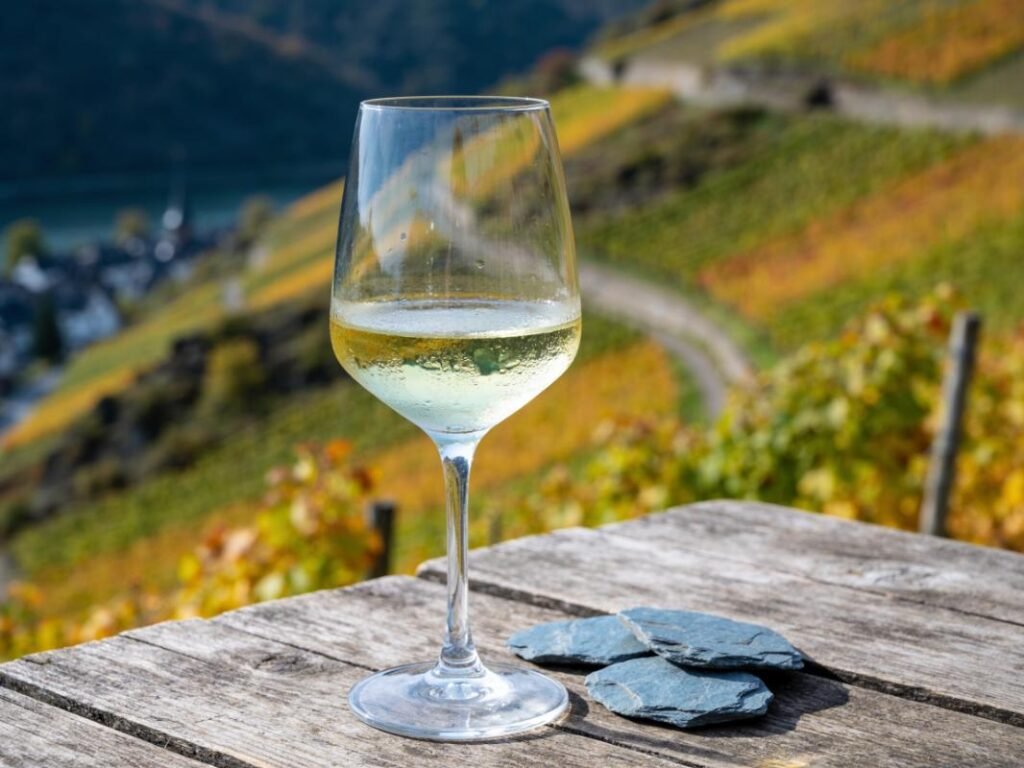Riesling, aromatic white wine from slate slopes, dry to intensely sweet, Germany wine & spirit