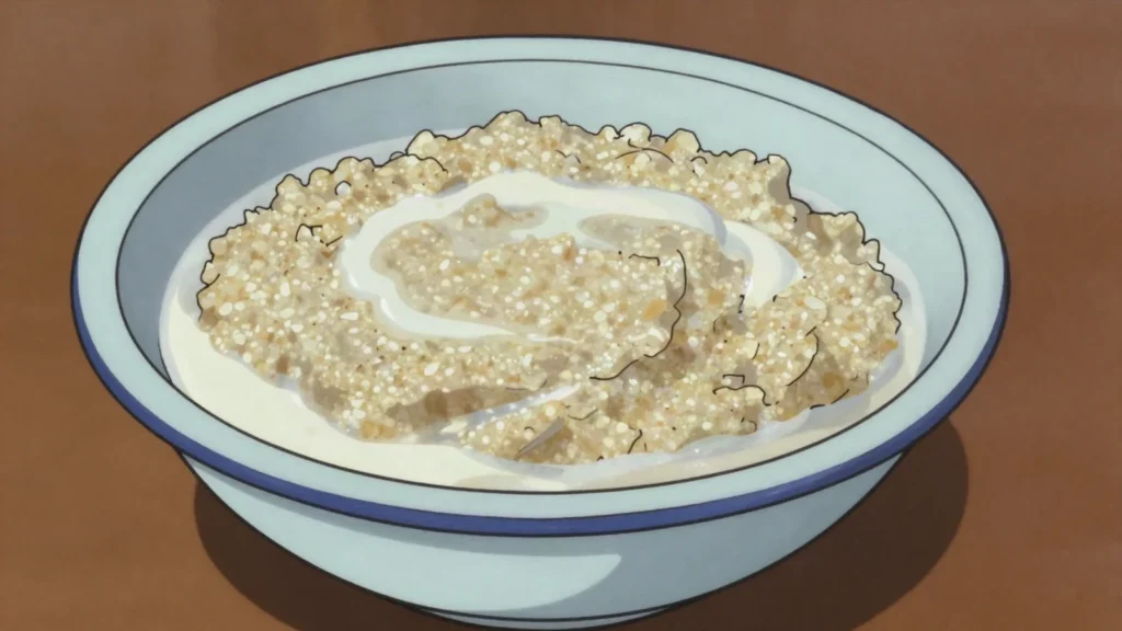 Rob, soured herders' milk, drunk cold or stirred into millet porridge, Chad cheese & dairy, anime style