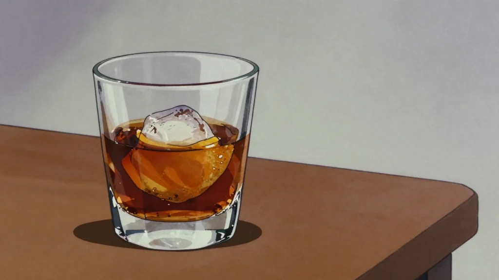 Ron Santa Teresa, aged Aragua valley rum, sipped neat or over ice, Venezuela wine & spirit, anime style