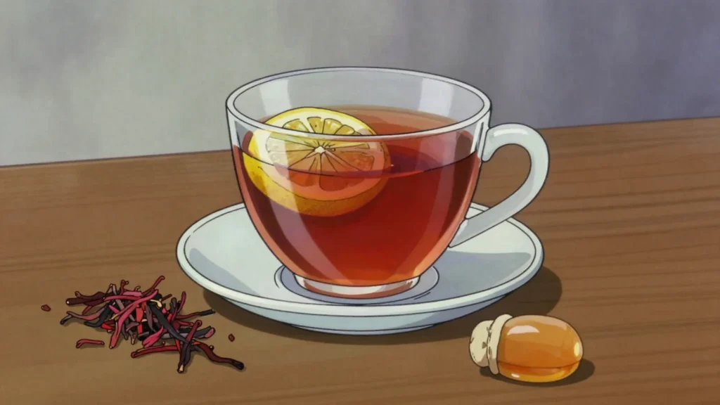 Rooibos tea, caffeine-free red-bush infusion from the Cederberg mountains, South Africa drink, anime style