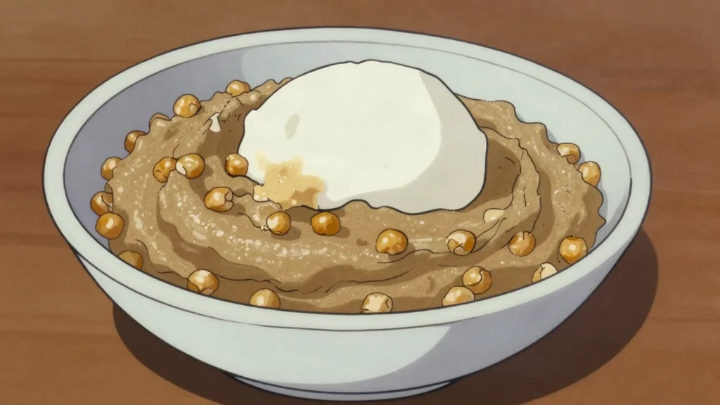 Rupiza, cowpeas pounded and simmered to a thick savoury mash, Zimbabwe soup & stew, anime style