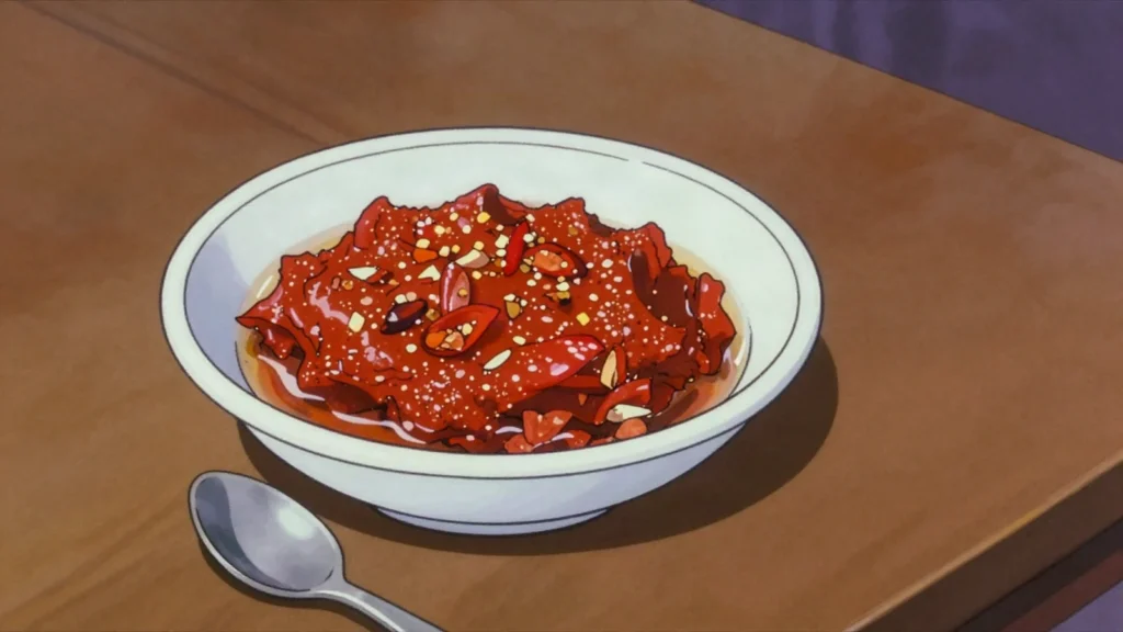 Sakay, fiery chili, ginger and garlic paste added to taste, Madagascar sauce & condiment, anime style