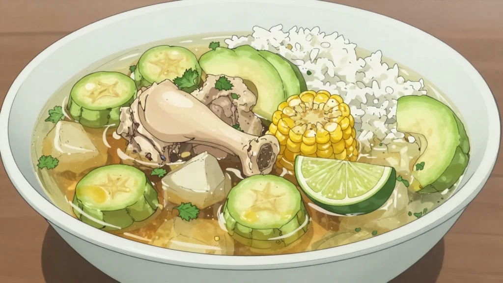 Sancocho, seven-meat root-vegetable stew for celebrations, Dominican Republic soup & stew, anime style