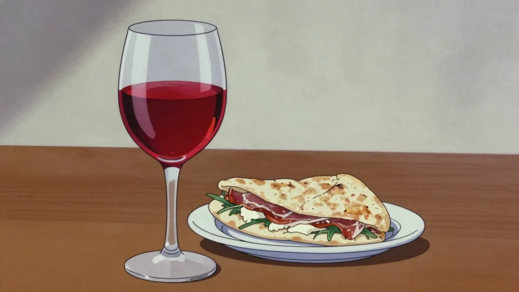 Sangiovese di San Marino, the republic's dry red, grown on the slopes below Monte, San Marino wine & spirit, anime style