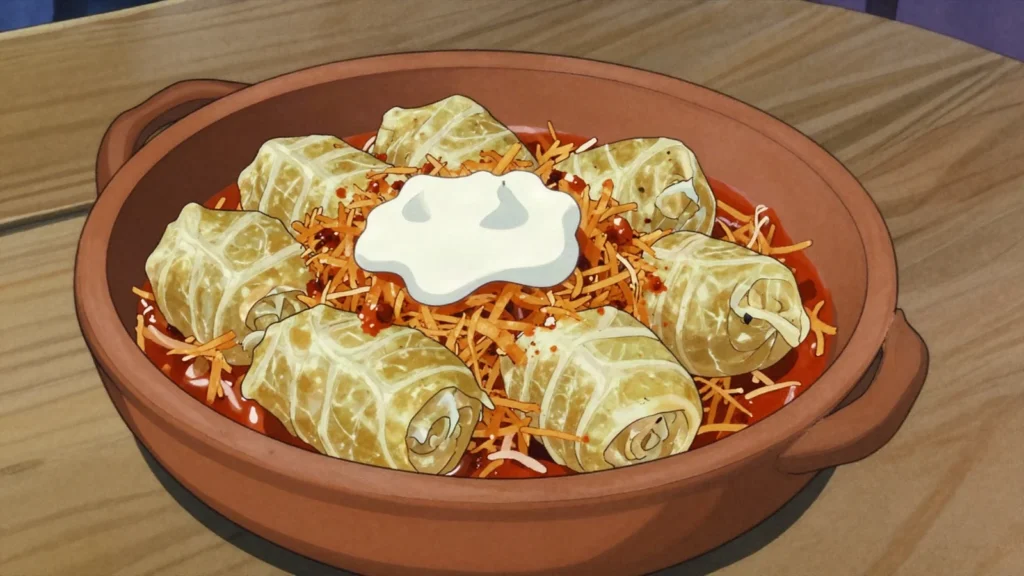 Savanyu kaposzta, sauerkraut fermented in barrels, stewed with pork or rolled for, Hungary fermented & pickled, anime style