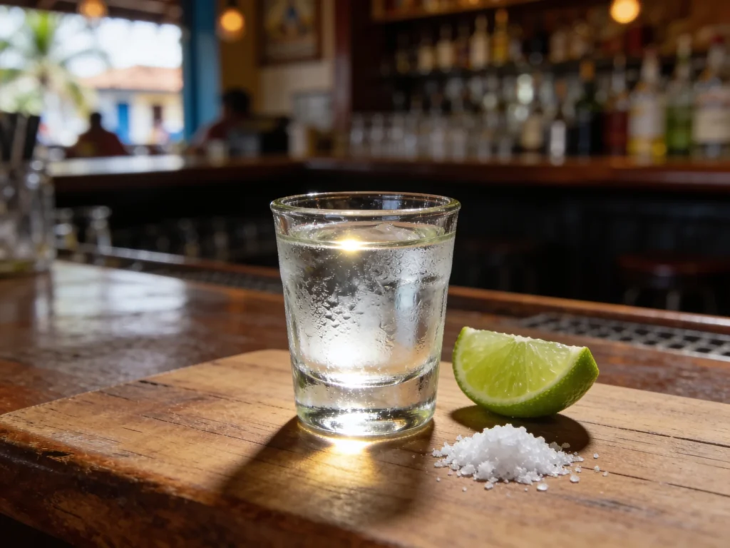 Seco Herrerano, clear sugarcane spirit drunk with milk or in shots with lime, Panama wine & spirit, anime style
