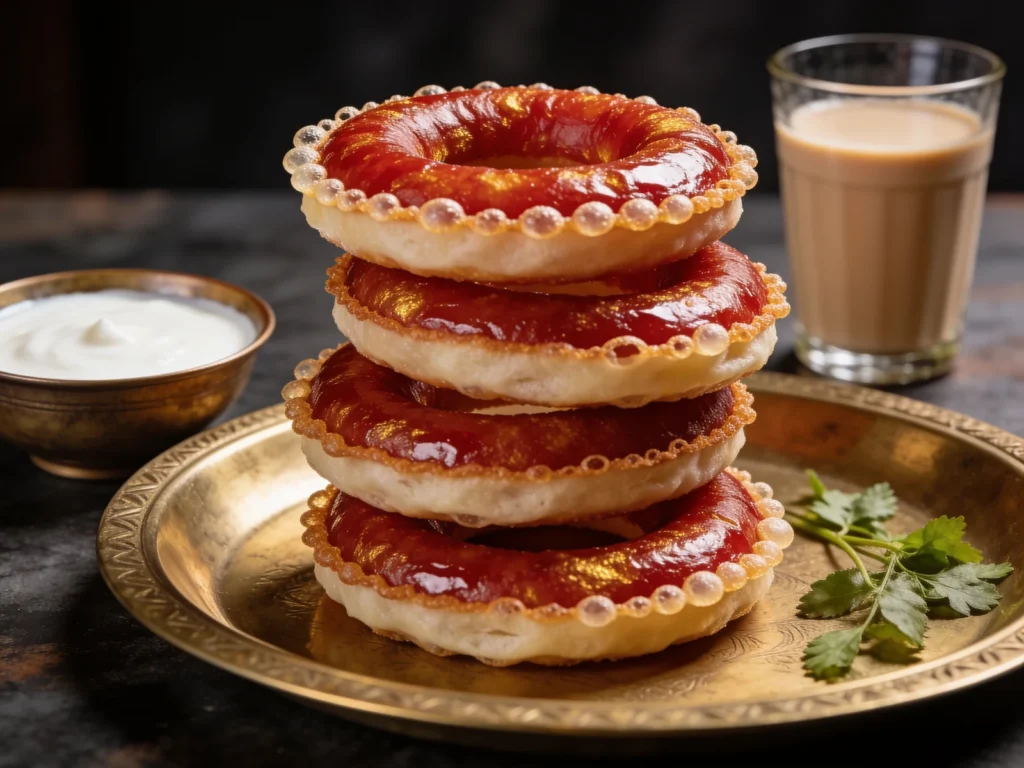 Sel Roti, ring-shaped sweet fried rice bread made for festivals, Nepal bread & pastry, anime style