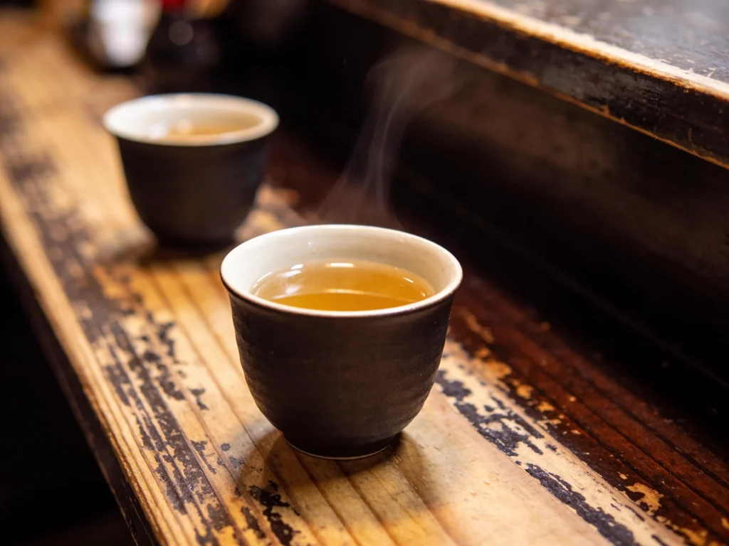 Shochu, distilled spirit from barley, sweet potato or rice, drunk with hot water or ice, Japan wine & spirit, anime style