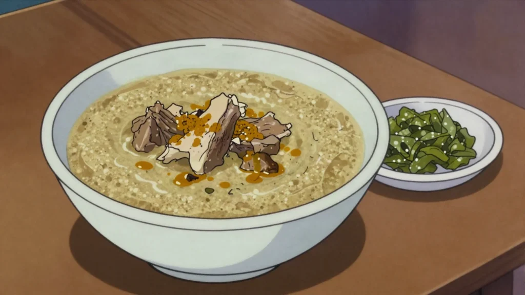 Shurba, cracked wheat or oat soup with lamb, drunk at sunset in Ramadan, Yemen soup & stew, anime style