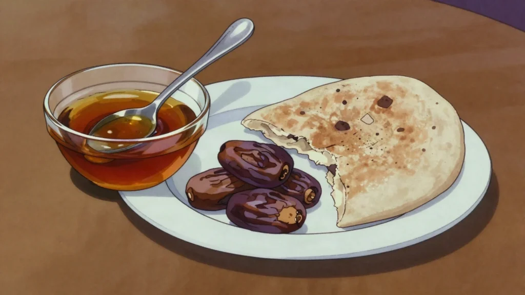 Sidr honey, dark aromatic honey from jujube blossom, eaten by the spoonful, Yemen sauce & condiment, anime style