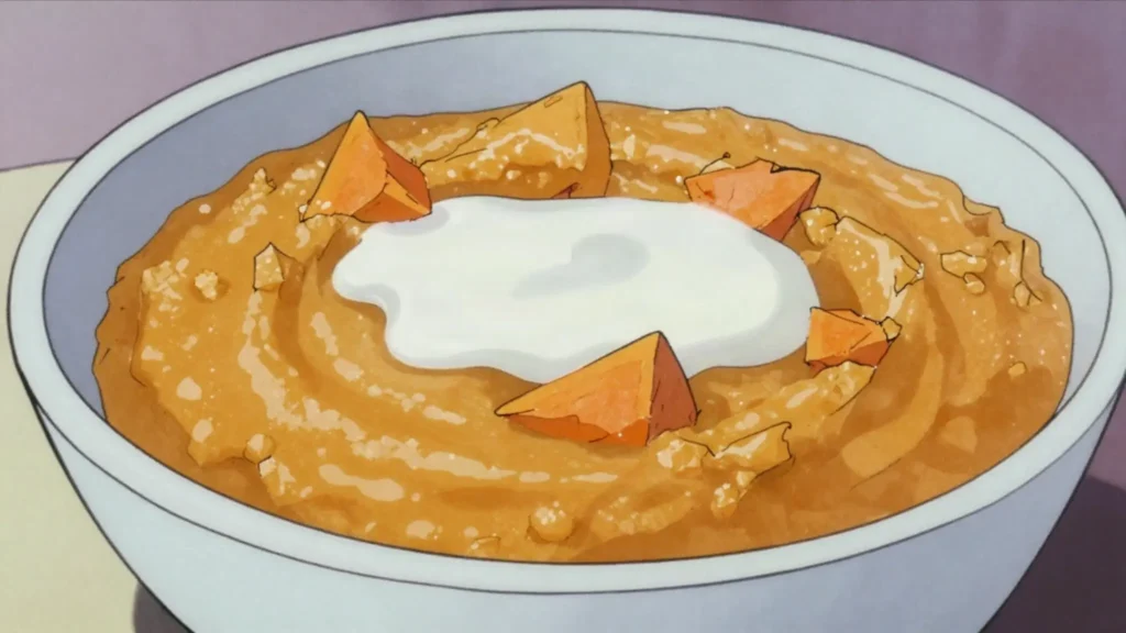 Sidvudvu, pumpkin mashed into soft maize porridge, Eswatini breakfast, anime style