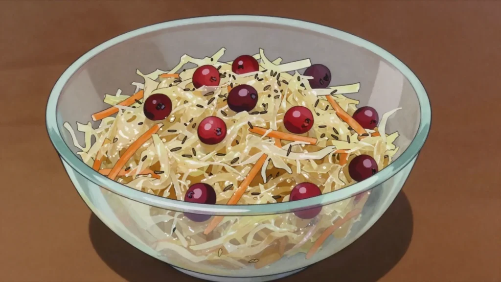 Skābēti kāposti, barrel-fermented sauerkraut eaten cold or stewed with pork, Latvia fermented & pickled, anime style