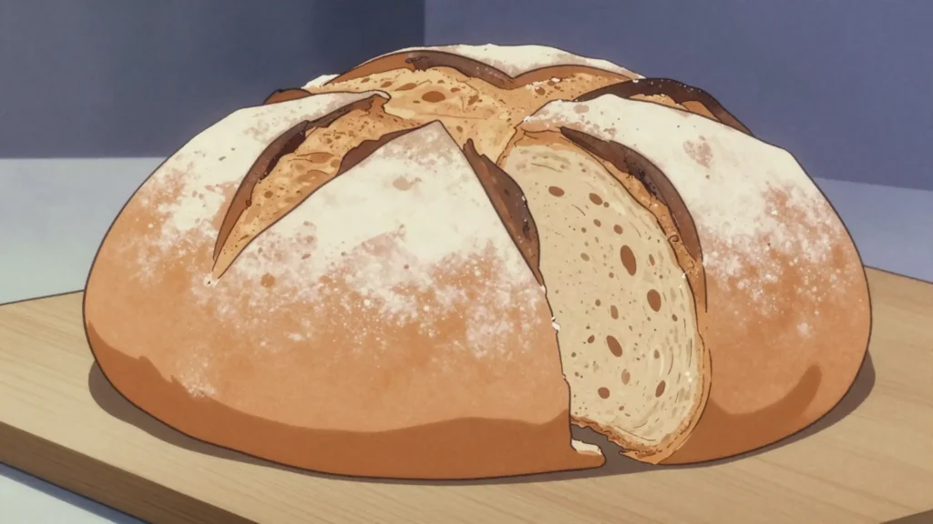 Soda bread, buttermilk quick bread risen with baking soda, Ireland bread & pastry, anime style