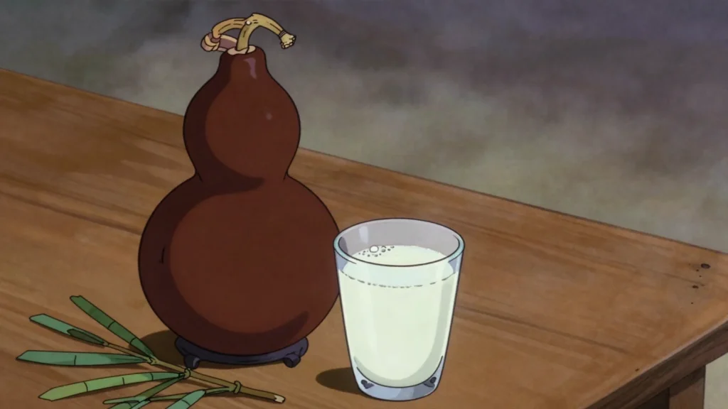 Suusac, camel milk soured in a smoked gourd until tangy and slightly fizzy, Djibouti cheese & dairy, anime style