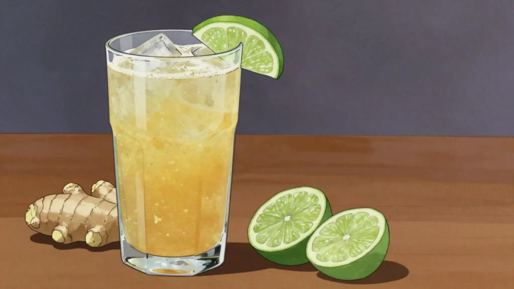 Tangawisi, pungent ginger juice, prized as medicinal, DR Congo drink, anime style