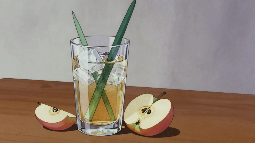 Tatanka, żubrówka bison grass vodka lengthened with cloudy apple juice, Poland cocktail, anime style