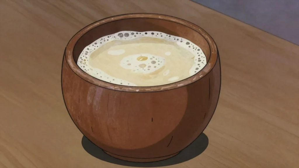 Thobwa, sweet fermented maize and millet drink, cloudy and refreshing, Malawi drink, anime style