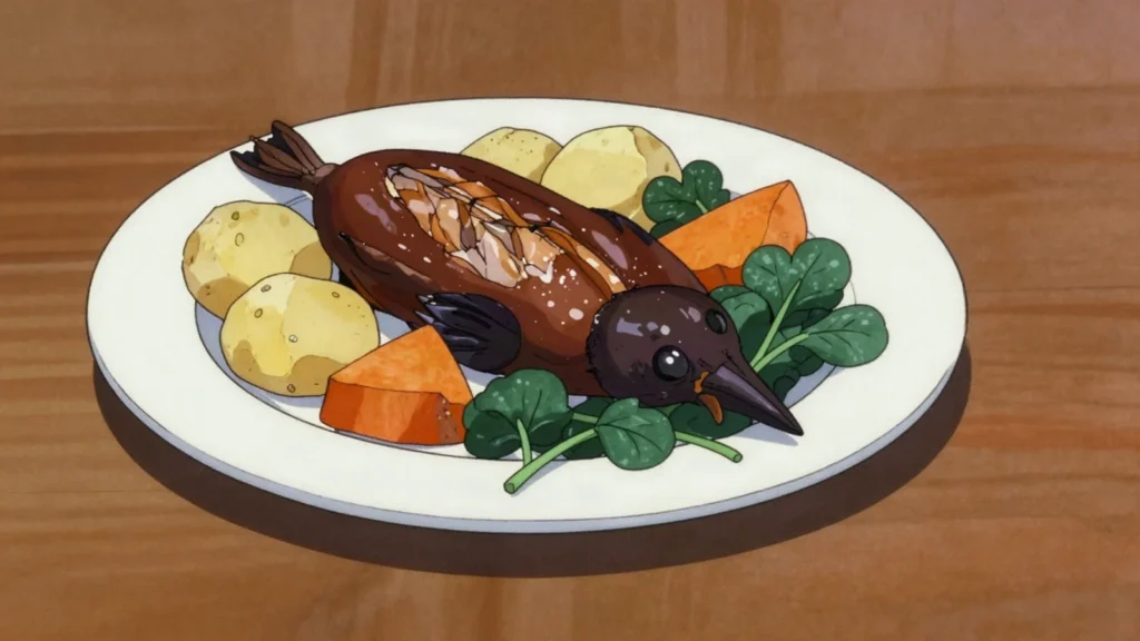 Titi, salt-preserved muttonbird chicks, oily and strong, boiled or roasted, New Zealand main, anime style