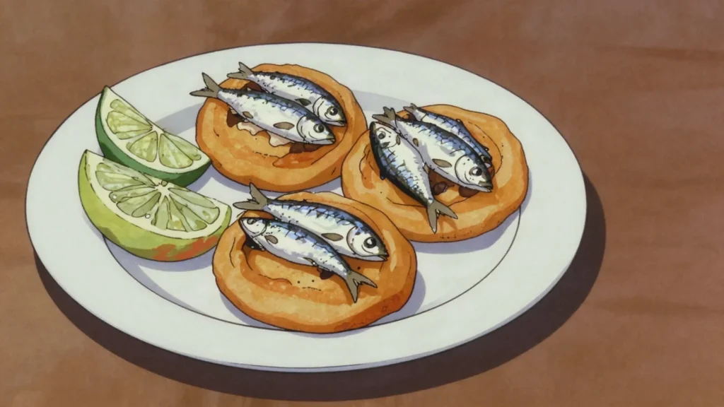 Tri tri accra, fritters of tiny river fry, fried whole in seasoned, Saint Vincent and the Grenadines snack, anime style