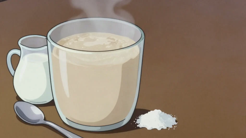 Uji, tangy fermented millet and sorghum porridge, morning staple, Kenya breakfast, anime style