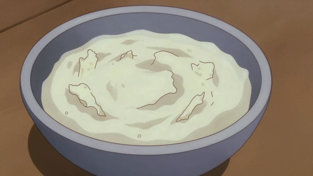Umvubo, crumbled cold pap stirred into thick sour milk, South Africa main, anime style