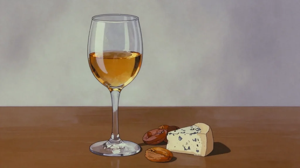 Vin de Constance, golden sweet Muscat from Constantia, unfortified and honeyed, South Africa wine & spirit, anime style