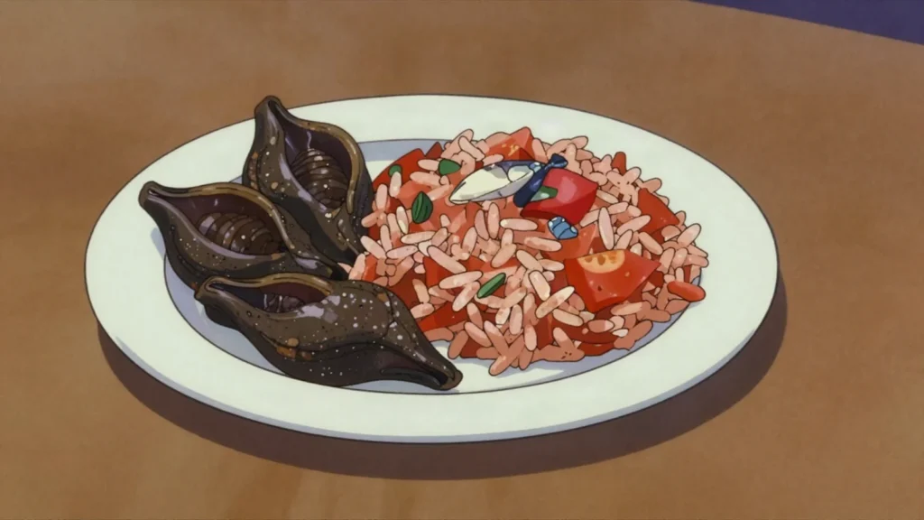Yeet, fermented sea snail, dried hard and intensely pungent, added to rice dishes, Senegal fermented & pickled, anime style